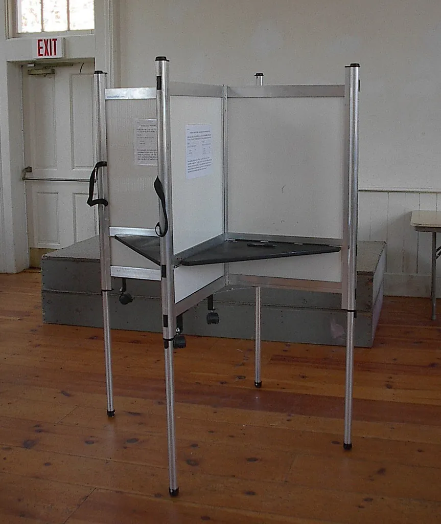 Voting booth curtains at a U.S. polling place (file photo)