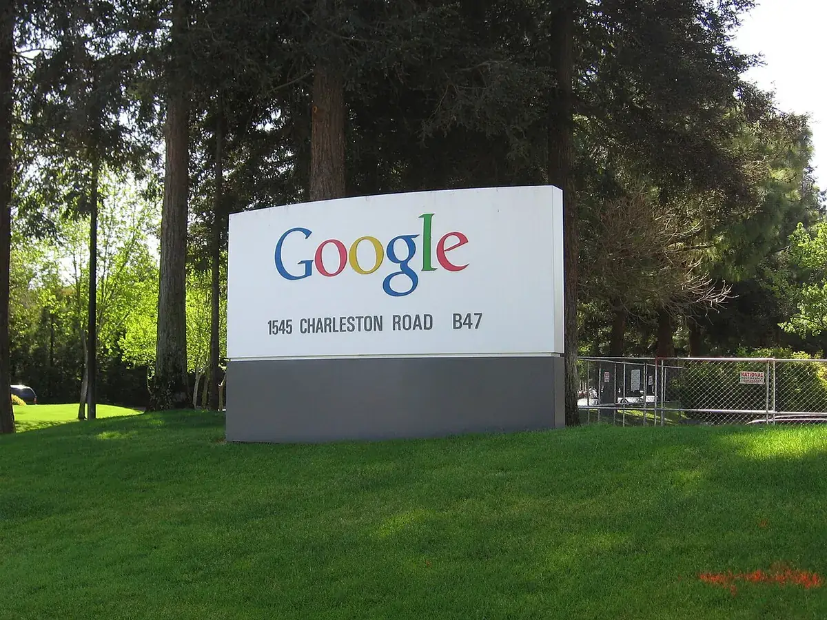 Welcome sign at Googleplex campus in Mountain View, California (file photo)